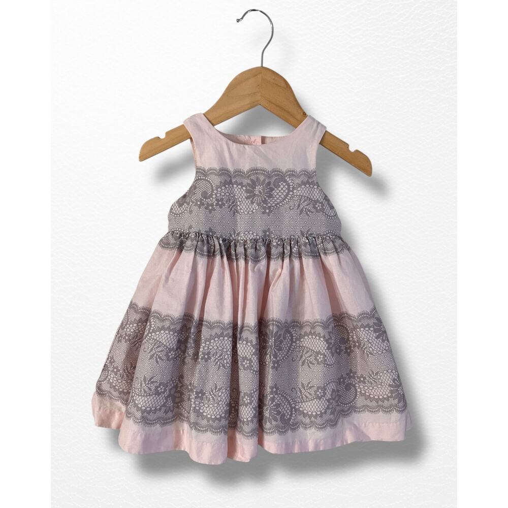 Janie and Jack Blush Lace Print Dress, 6-12 Months